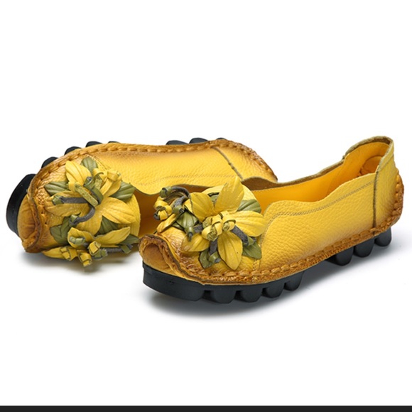 Socofy Shoes - SOCOFY Genuine Leather Handmade Flower Loafers Soft Flat Casual Shoes 10